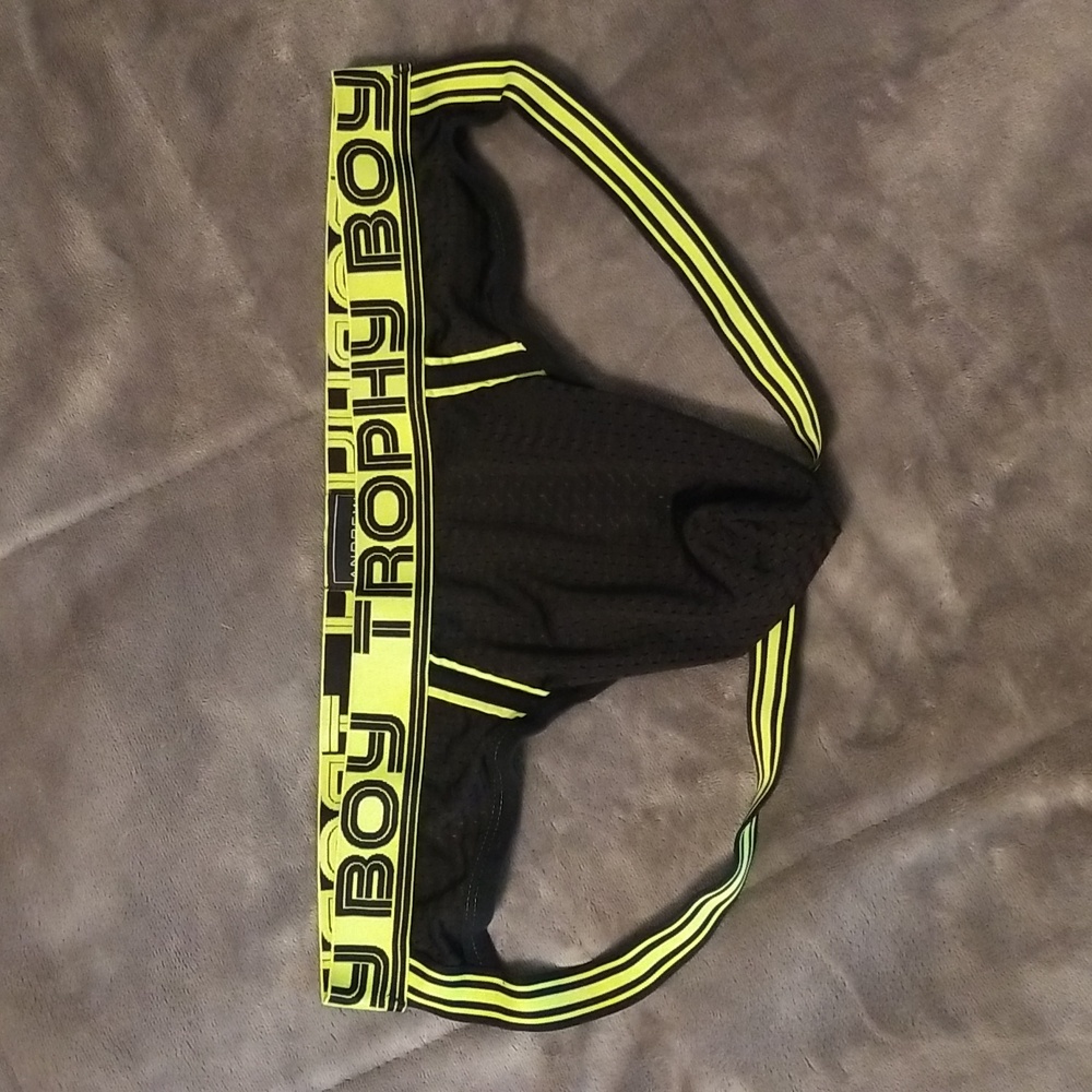 Andrew Christian Trophy Boy Jock Strap - Large - Black/Yellow